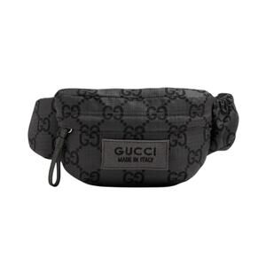 Gucci grey canvas monogram belt bag